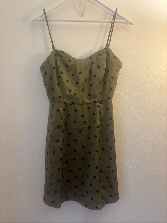 Francesca's Collections Dresses & Skirts - Francesca's Collections Olive Green & Black Polka Dot Mini Dress Size Medium